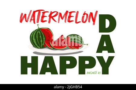 National Watermelon Day Poster mit Kalligraphie-Schriftzug isoliert auf weißem Hintergrund Stock Vektor