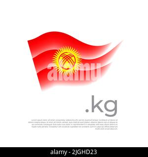 Kirgisistan-Flagge. Vektor stilisiertes Design National Poster auf weißem Hintergrund. Kirgisische Flagge gemalt mit abstrakten Pinselstrichen, kg Domäne, Ort Stock Vektor