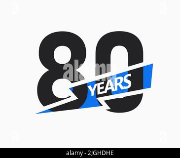 80 Jahre Geschäft, Jubiläumslogo. 80. Jubiläumszeichen. Modernes Grafikdesign zum Firmengeburtstag. Isolierte Vektordarstellung. Stock Vektor