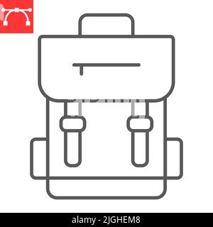 Rucksack Linie Symbol, Schule und Bildung, Schultasche Vektor-Symbol, Vektorgrafiken, editierbare Kontur Umriss Zeichen, eps 10. Stock Vektor
