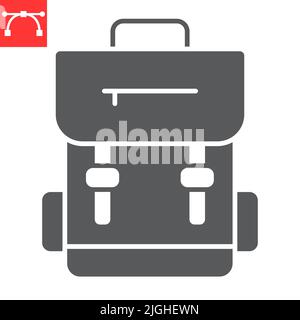 Rucksack Glyphe Symbol, Schule und Bildung, Schultasche Vektor-Symbol, Vektorgrafiken, editierbare Strich solid Zeichen, eps 10. Stock Vektor