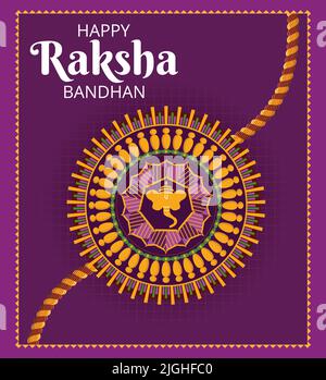 Happy Raksha Bandhan Hindu Festival Poster feiert Bruder Schwester Beziehung. Grußkarte Farbe rakhi Design Banner Vektor Illustration. Stock Vektor