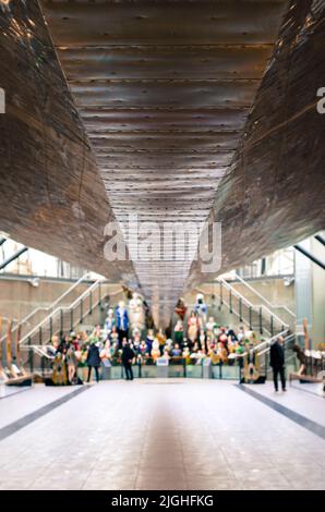 Unter dem Bauch der Cutty Sark Greenwich Vereinigtes Königreich Stockfoto