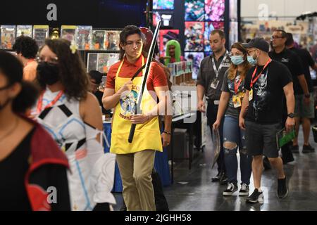 Miami Beach, FL, USA. 09.. Juli 2022. Cosplayer werden während des Florida Supercons im Miami Beach Convention Center am 9. Juli 2022 in Miami Beach, Florida, gesehen. Kredit: Mpi04/Media Punch/Alamy Live Nachrichten Stockfoto