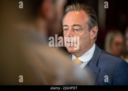 Bart De Wever von N-VA, abgebildet bei einem Empfang im Brüsseler Rathaus, Teil der Feierlichkeiten anlässlich des flämischen regionalen Feiertages, Montag, 11. Juli 2022. BELGA FOTO JONAS ROOSENS Stockfoto