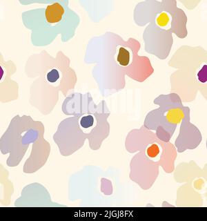 Nahtloses Blumenmuster mit Rosen auf Basis traditioneller Volkskunst-Ornamente. Bunte Blumen auf weißem Hintergrund. Doodle-Stil. Vektorgrafik Stock Vektor