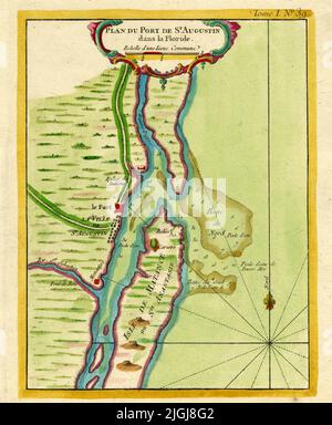 Französische Karte von St. Augustine, Florida 1764, von Jacques Nicolas Bellin Stockfoto