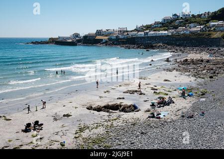 Blick auf Coverack Beach, Cornwall Stockfoto