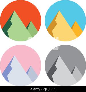 Symbole Für Das Bergabzeichen Im Flachen Stil Stock Vektor