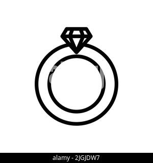 Symbol für Schmuckstein-Ring. Symbol im Zusammenhang mit Hochzeit. Linie Icon Stil. Einfaches Design bearbeitbar Stock Vektor