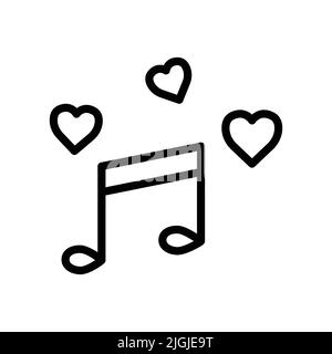 Tonsymbol mit Herz. Symbol im Zusammenhang mit romantischer Musik. Line Icon Stil. Einfaches Design bearbeitbar Stock Vektor