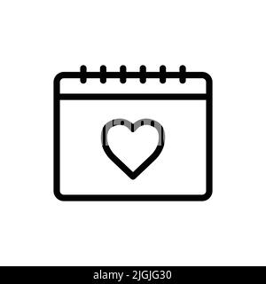 Kalendersymbol mit Herz. Symbol im Zusammenhang mit Hochzeit. Linie Icon Stil. Einfaches Design bearbeitbar Stock Vektor