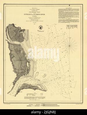 US Coast Survey Preliminary Nautical Chart of the entrance to St. John's River, Florida, 1853 Stockfoto