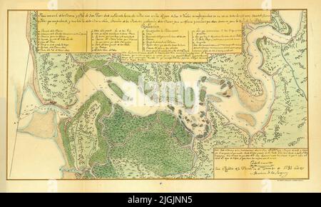 Spanische Karte des St. Johns River, Florida, 1791, von Mariano de la Rocque Stockfoto