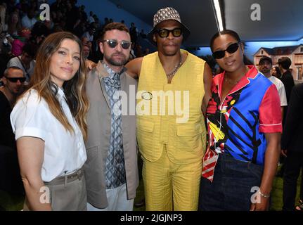 David Beckham, Cruz Beckham, Jessica Biel, Justin Timberlake, Russell Westbrook nehmen an der Dior Homme Menswear Spring Summer 2023 Teil Stockfoto