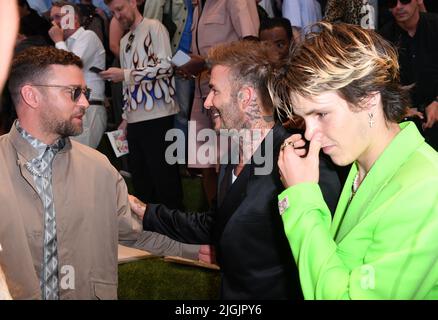 David Beckham, Cruz Beckham, Jessica Biel, Justin Timberlake, Russell Westbrook nehmen an der Dior Homme Menswear Spring Summer 2023 Teil Stockfoto