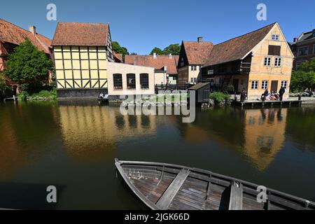 Historische Fachwerkgebäude in der Altstadt von Aarhus in Dänemark Stockfoto