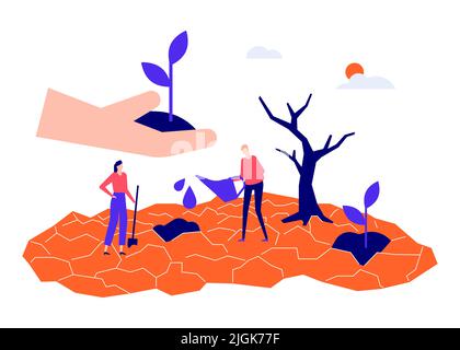 Dürre und Ernteausfall - moderne bunte flache Design-Stil Illustration Stock Vektor