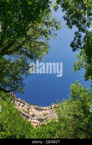 Mirador de Ubaba (Balcon de Pilatos) Naturpark Urbasa-Andia, Blick vom Fluss Uraderra, Navarra, Spanien, Europa. Stockfoto