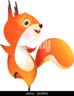 Nette Lustige Eichhörnchen Springen Tanzen Clipart Stock Vektor