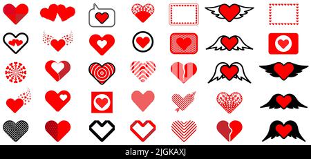 Kollektion von dekorativen Herz Icon Set. Symbol, Rahmen, Schaltfläche für Web und App. Vektorgrafik Stock Vektor