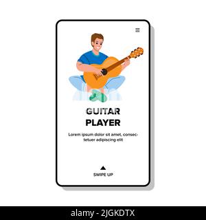 Gitarrist Man Performing Classic Music Vector Stock Vektor