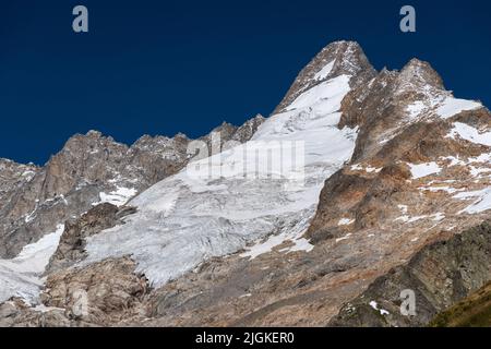 Dolent und Prè de Bar Gletscher im Mont Blanc Massiv in den Alpen Stockfoto