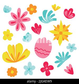 Set von einfachen Vektorblumen. Vektor flache florale Illustration Stock Vektor