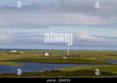 Eine Windkraftanlage auf South Uist, Hebrides, Schottland Stockfoto