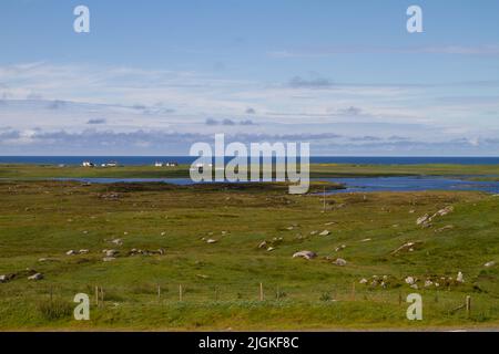 Blick auf South Uist von der Muttergottes der Inseln Stockfoto