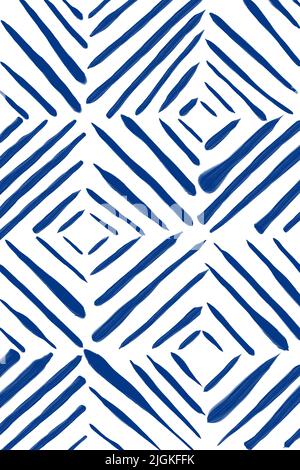 Abstrakte Malerei, blaue Kunst, moderne, minimalistische Linien, Drucke im Wanddekor. Abstrakt im böhmischen Stil. Wandschmuck Heimtextilien. Elegante Wandposter, Deckel Stockfoto