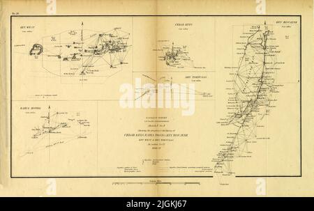 US Coast Survey of Cedar Keys, Bahia Honda, Key Biscayne, Key West und Dey Tortugas, 1853 Stockfoto