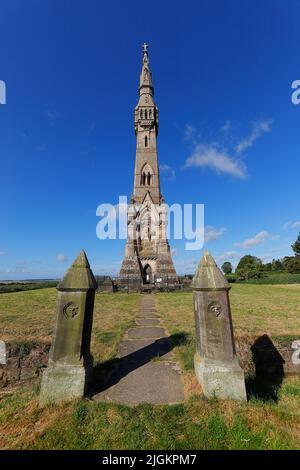 Sir Tatton Sykes Monument erbaut 1865 in Sledmere in den East Ridings of Yorkshire Stockfoto