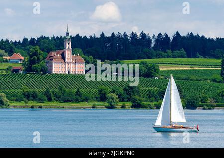 Barocke Wallfahrtskirche und Zisterzienserkloster Birnau bei Uhldingen-Mühlhofen am Bodensee im Land Baden-Württemberg in Deutschland Stockfoto