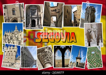 Segovia ist eine historische spanische Stadt Jahrhunderte von Siedlungen haben zu einem reichen architektonischen Erbe geführt, darunter mittelalterliche Mauern und romanische Kirchen Stockfoto