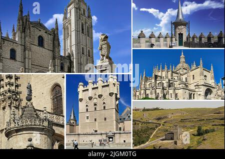 Segovia ist eine historische spanische Stadt Jahrhunderte von Siedlungen haben zu einem reichen architektonischen Erbe geführt, darunter mittelalterliche Mauern und romanische Kirchen Stockfoto