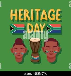 Heritage Day Schriftzüge und Personen Stock Vektor