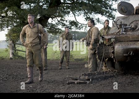 BRAD PITT, Logan Lerman, MICHAEL PENA, SHIA LABEOUF, Wut, 2014 Stockfoto