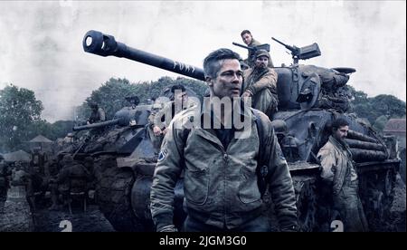 JON BERNTHAL, BRAD PITT, Logan Lerman, MICHAEL PENA, SHIA LABEOUF, Wut, 2014 Stockfoto