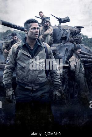 JON BERNTHAL, BRAD PITT, Logan Lerman, MICHAEL PENA, SHIA LABEOUF, Wut, 2014 Stockfoto