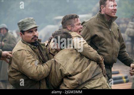 MICHAEL PENA, SHIA LABEOUF, BRAD PITT, JIM PARRACK, Wut, 2014 Stockfoto