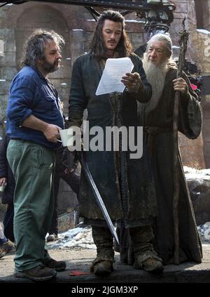 PETER JACKSON, LUKE EVANS, IAN MCKELLEN, der HOBBIT: die Schlacht der fünf Heere, 2014 Stockfoto