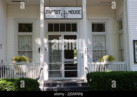 Baptist House Veranda an der Chautauqua Institution, NY Stockfoto