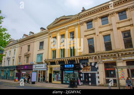 Historisches Geschäftsgebäude an der Lancaster Road 18 im historischen Stadtzentrum von Preston, Lancashire, Großbritannien. Stockfoto