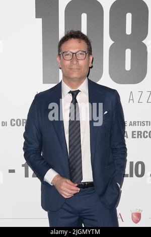 Rom, Italien. 11.. Juli 2022. Alessio Viola besucht den blu-Teppich des Films Italia 1982 Una storia azzurra im Maxxi Museum. (Foto: Mario Cartelli/SOPA Images/Sipa USA) Quelle: SIPA USA/Alamy Live News Stockfoto