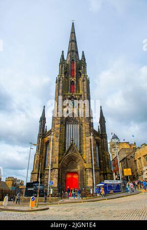 Die Tollbooth Church war die Generalversammlung der Church of Scotland bei 350 Castlehill auf der Royal Mile in der Altstadt von Edinburgh, Schottland, Großbritannien. Altstadt von Edinburgh Stockfoto