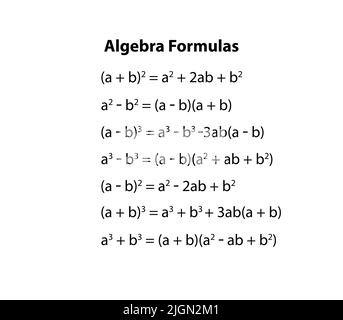 Maths Algebra-Formalien. Mathematische Formel-Gleichung. Maths wichtige Formel's Stock Vektor