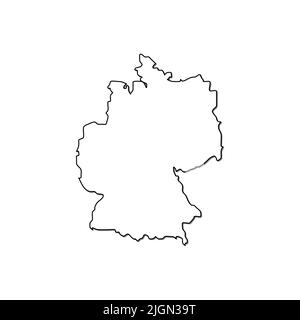 Deutschland Kartenvektorsymbol auf weißem Hintergrund isoliert. Übersichtskarte des Vektorsymbols für Deutschland Stock Vektor