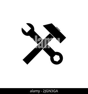 Schraubenschlüssel- und Hammervektor-Symbol. Gekreuzte Auto Service Illustration, Auto-Tools Zeichen. Symbol für Wartungswerkzeuge, Symbol für Reparatur Stock Vektor