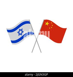 Israel und China Flaggen Vektor-Symbol isoliert auf weißem Hintergrund Stock Vektor